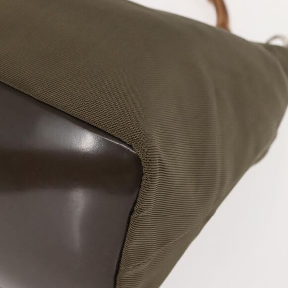 Gucci Vintage Bamboo Handle Bag Nylon Khaki Nylon Handbag (Pre-Owned) - Picture 9 of 16